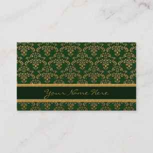 Gold- en Green Damask-patroon Visitekaartje