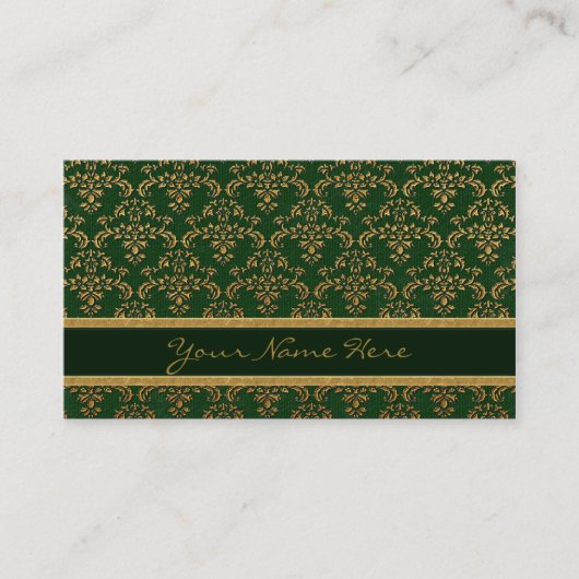 Gold- en Green Damask-patroon Visitekaartje (Voorkant)