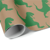 Gold- en Green Dinosaur-kerstpapier Cadeaupapier (Rol Hoek)