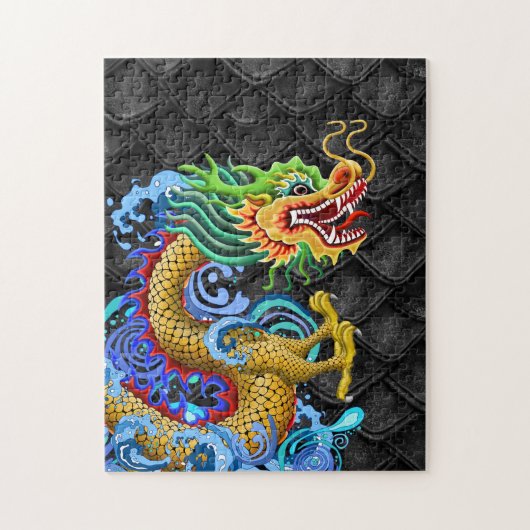 Gold en Green Dragon Legpuzzel (Verticaal)