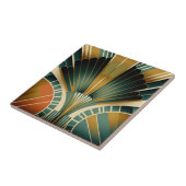 Gold en Green Fan Pattern Art Deco Tegeltje (Zijkant)