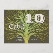 Gold en Green Grey Damask Tree Table Number Briefkaart (Achterkant)