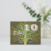 Gold en Green Grey Damask Tree Table Number Briefkaart (Staand voorkant)