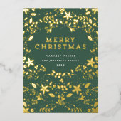 Gold- en Green-kerstflesjes Folie Feestdagenkaart (Voorkant)
