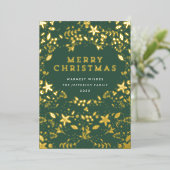 Gold- en Green-kerstflesjes Folie Feestdagenkaart (Staand Voorkant)