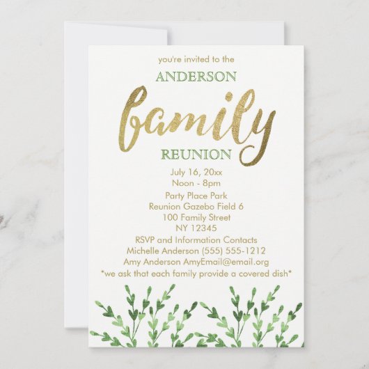 Gold- en Green Leaf-gezinshereniging Kaart (Voorkant)