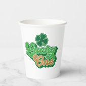 Gold en Green Lucky One First Birthday Paper Cups Papieren Bekers (Voorkant)