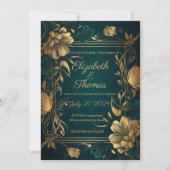 Gold en Green Luxury-themauitnodiging. Kaart (Voorkant)