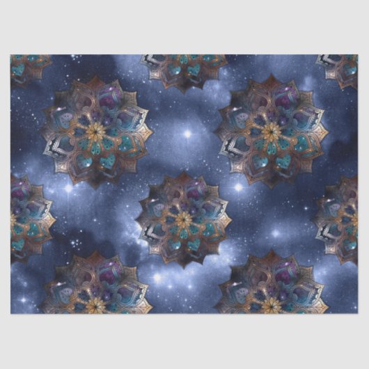 Gold en Green Mandala op de loskoppeling van Dark  Tissuepapier (Voorkant)