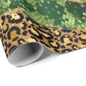 Gold en Green Safari Animal Print Agate Cadeaupapier (Rol Hoek)
