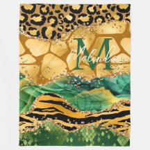 Gold en Green Safari Animal Print Agate