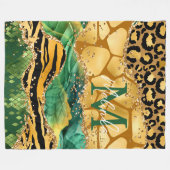 Gold en Green Safari Animal Print Agate Fleece Deken (Voorkant (Horizontaal))