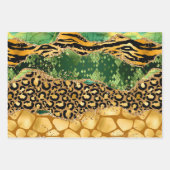 Gold en Green Safari Animal Print Agate Inpakpapier Vel (Voorkant 3)