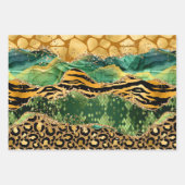 Gold en Green Safari Animal Print Agate Inpakpapier Vel (Voorkant 2)