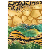 Gold en Green Safari Animal Print Agate Klembord (Achterkant)