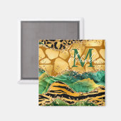 Gold en Green Safari Animal Print Agate Magneet (Voorkant / Achterkant)