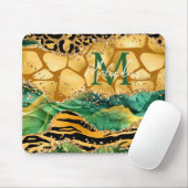 Gold en Green Safari Animal Print Agate Muismat (Met muis)
