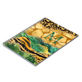 Gold en Green Safari Animal Print Agate Notitieboek (Linkerzijde)
