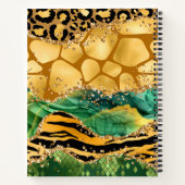Gold en Green Safari Animal Print Agate Notitieboek (Achterkant)