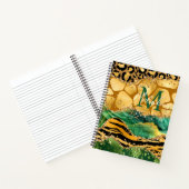 Gold en Green Safari Animal Print Agate Notitieboek (Binnen)