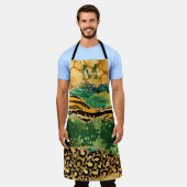 Gold en Green Safari Animal Print Agate Schort (Gedragen)