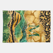 Gold en Green Safari Animal Print Agate Theedoek (Horizontaal)