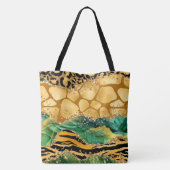 Gold en Green Safari Animal Print Agate Tote Bag (Achterkant)