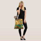 Gold en Green Safari Animal Print Agate Tote Bag (Op model)