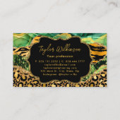 Gold en Green Safari Animal Print Agate Visitekaartje (Achterkant)