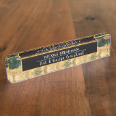 Gold en Green Safari Oerwoud Animal Print Agate Naambordje (Zijkant)