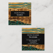 Gold en Green Safari Oerwoud Animal Print Agate Vierkante Visitekaartje (Voorkant / Achterkant)