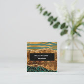 Gold en Green Safari Oerwoud Animal Print Agate Vierkante Visitekaartje (Staand voorkant)