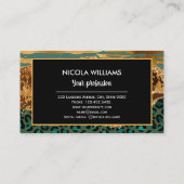 Gold en Green Safari Oerwoud Animal Print Agate Visitekaartje (Achterkant)