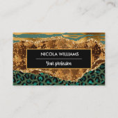 Gold en Green Safari Oerwoud Animal Print Agate Visitekaartje (Voorkant)