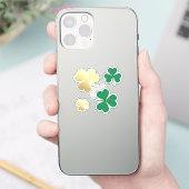 Gold en Green Shamrock Happy St Patrick's Day Sticker (Telefoon)
