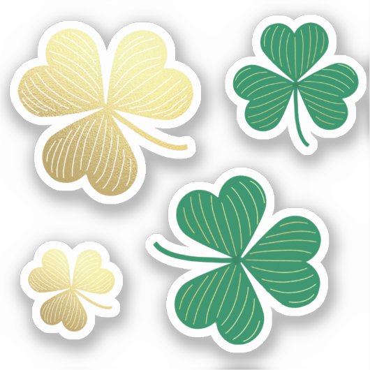 Gold en Green Shamrock Happy St Patrick's Day Sticker (Voorkant)