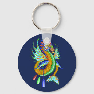 Gold en Green Water Dragon Boat Racing Sleutelhanger