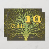 Gold en Green Yellow Damask Tree-nummer Briefkaart (Voorkant / Achterkant)