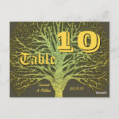 Gold en Green Yellow Damask Tree-nummer Briefkaart (Achterkant)