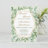 Gold en Greenery bruids douche uitnodiging (Staand voorkant)