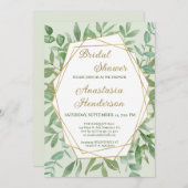 Gold en Greenery bruids douche uitnodiging (Voorkant / Achterkant)
