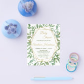 Gold en Greenery/BUDGET - Uitnodiging tot Baby sho Flyer (Enkel)