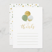 Gold- en groene ballonnen | Partij Dank u Nota Kaa Bedankkaart (Voorkant / Achterkant)