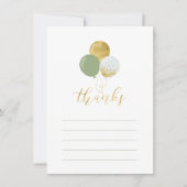 Gold- en groene ballonnen | Partij Dank u Nota Kaa Bedankkaart (Voorkant)