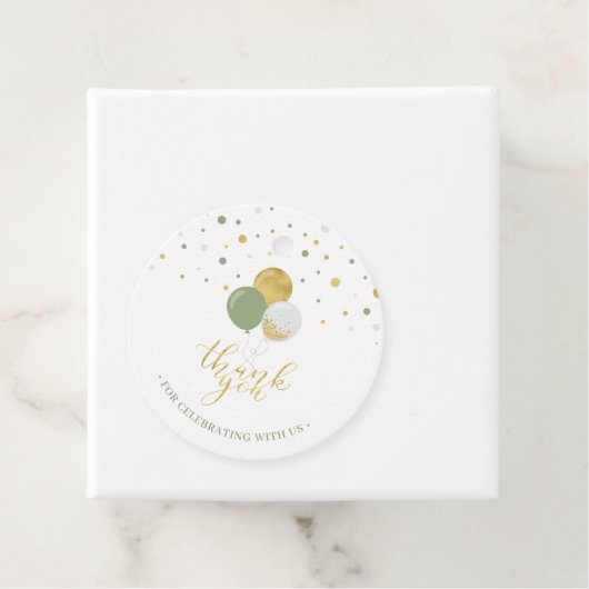 Gold- en groene ballonnen | Partij Dank u voor de Bedankjes Labels (In situ)
