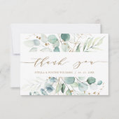 Gold en groene botanische bruiloft Hartelijk dank Bedankkaart (Voorkant)