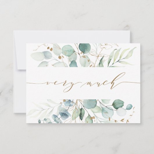 Gold en groene botanische bruiloft Hartelijk dank Bedankkaart (Achterkant)