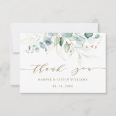 Gold en groene elegante botanische bruiloft Hartel Bedankkaart (Voorkant)