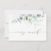 Gold en groene elegante botanische bruiloft Hartel Bedankkaart (Achterkant)