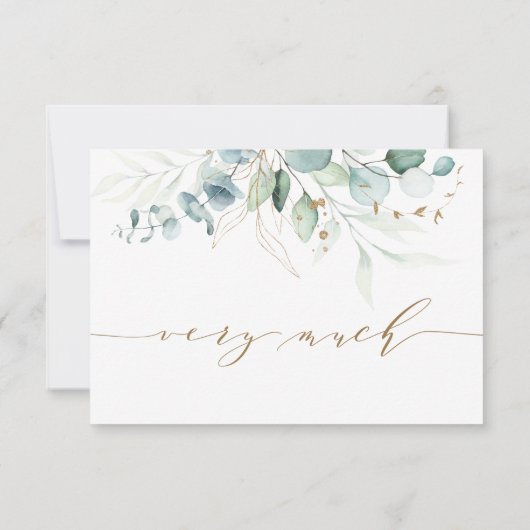 Gold en groene elegante botanische bruiloft Hartel Bedankkaart (Achterkant)